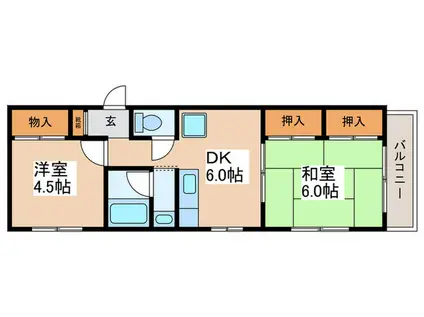 ヤマザキエムハイツ(2DK/3階)の間取り写真