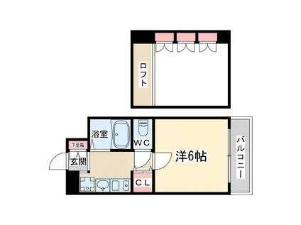 エステムコート梅田茶屋町デュアルスペース(1K/5階)の間取り写真