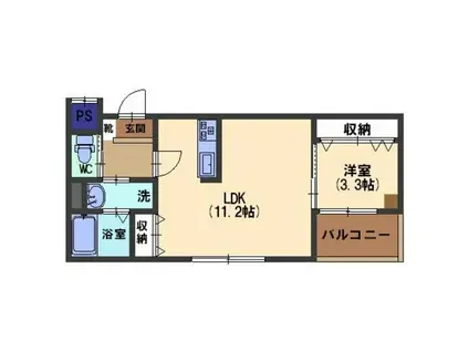 ブロードエイト西念(1LDK/3階)の間取り写真