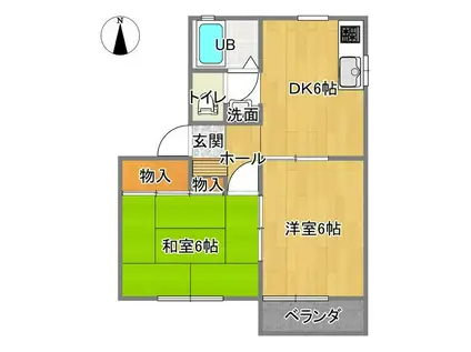 ハイツKATO(2DK/2階)の間取り写真