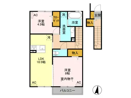 京和風 嵯峨野 月 堀込町(2LDK/2階)の間取り写真