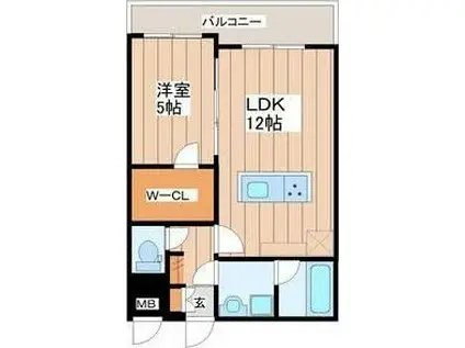 LUANA AIR RESIDENCE五橋(1LDK/1階)の間取り写真