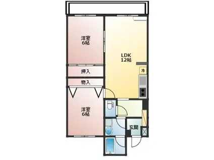 コーポ・モビリエ1号館(2LDK/1階)の間取り写真