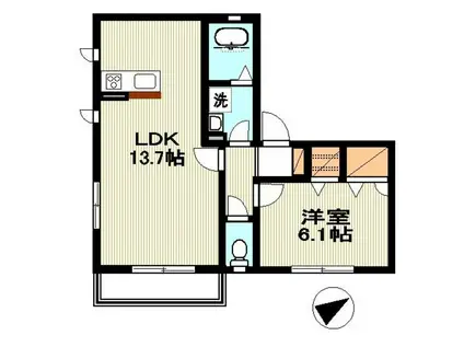 LARGO DE CUATRO(1LDK/2階)の間取り写真