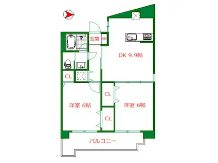 上高田四丁目団地1号棟(2DK/7階)の間取り写真