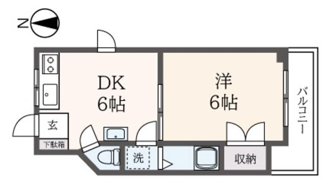 アビタシオン上條(1DK/3階)の間取り写真