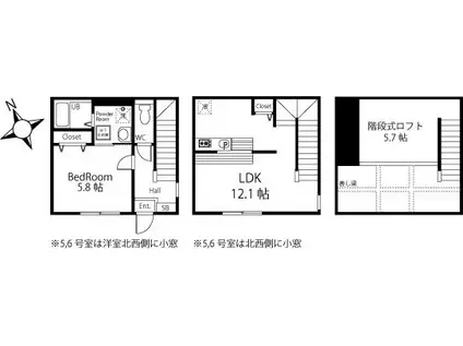 ハーミットクラブハウス横濱弘明寺(1LDK/1階)の間取り写真