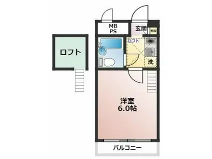 トップヒルゲート(1K/1階)の間取り写真