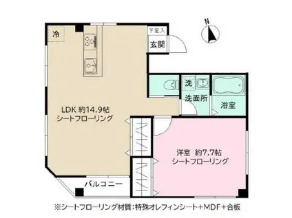 YMビル(1LDK/3階)の間取り写真