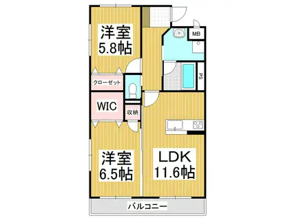 ベルデ平田(2LDK/2階)の間取り写真