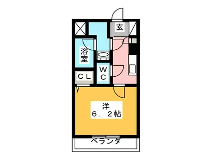 モンテ横浜(1K/2階)の間取り写真