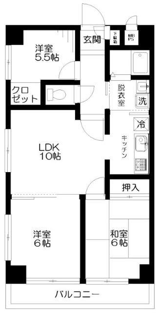日神パレステージ河辺第2(3LDK/1階)の間取り写真