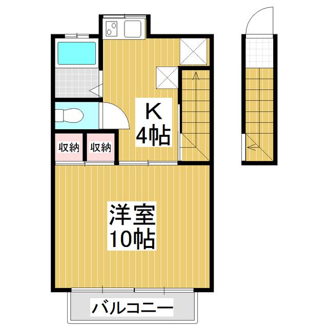 ティーダ(1DK/2階)の間取り写真
