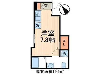 キャスティア平井(ワンルーム/1階)の間取り写真