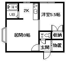エクセレント34(1LDK/2階)の間取り写真
