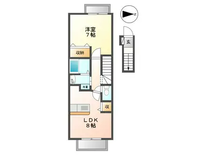 グリーンタウン壱番館(1LDK/2階)の間取り写真
