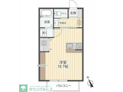 ルーエ多摩(ワンルーム/1階)の間取り写真