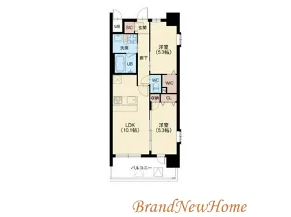 スプランディッド中百舌鳥(2LDK/9階)の間取り写真