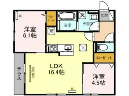MAISON DE ESPOIR 豊里(2LDK/1階)の間取り写真