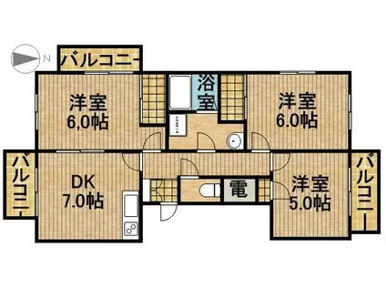 ライトアップ萩丘2番館(3DK/2階)の間取り写真