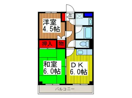 アメニティーハウス(2DK/2階)の間取り写真