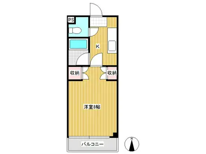 BLUE SKY(1K/1階)の間取り写真