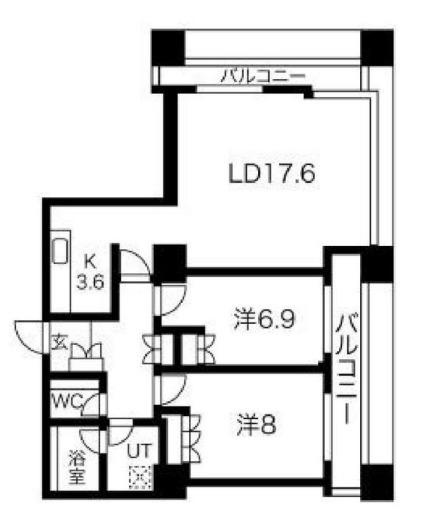グランパークハイツ(2LDK/24階)の間取り写真