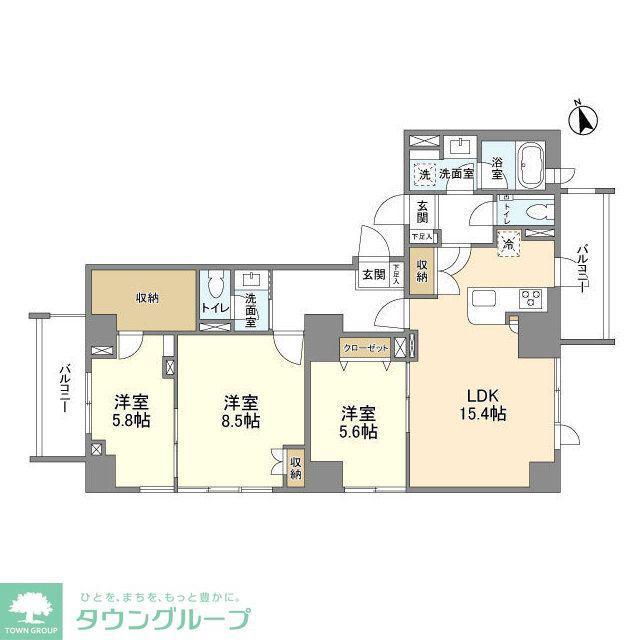 プライムアーバン津田沼(3LDK/14階)の間取り写真