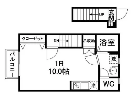 アセスト連坊(ワンルーム/2階)の間取り写真