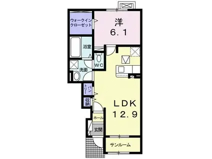 フェリーチェ上田・A(1LDK/1階)の間取り写真