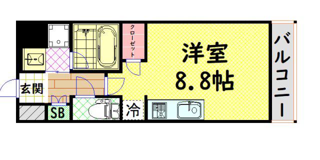エスパシオ・コモド大阪新町(ワンルーム/5階)の間取り写真