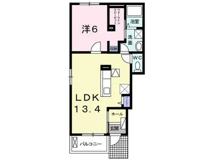 アーバン クラール1 野洲市市三宅(1LDK/1階)の間取り写真