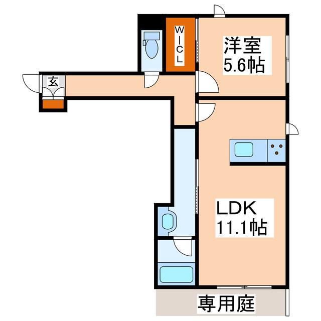 ヴィオラ水前寺(1LDK/1階)の間取り写真