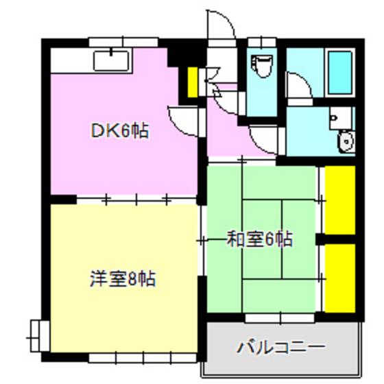 ハイツハツミ(2DK/1階)の間取り写真
