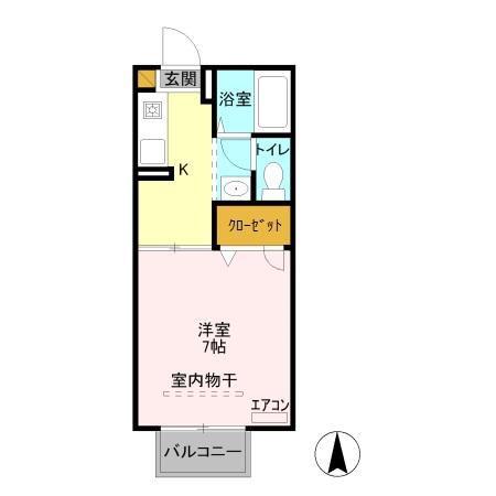 フォレスト田中(1K/2階)の間取り写真
