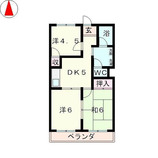 TWINAVENUEB棟(3DK/4階)の間取り写真