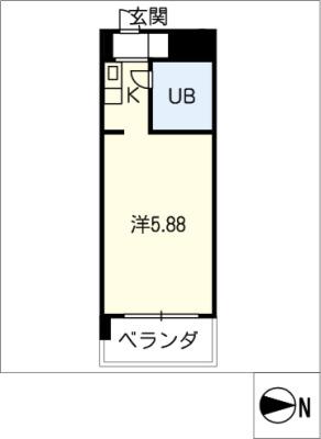 レジデンスヒカリ(1K/2階)の間取り写真