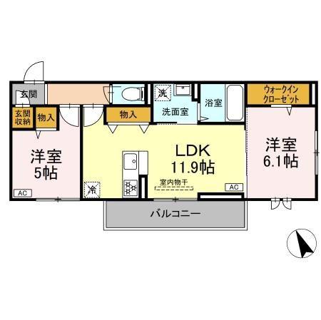D-ROOM YT(2LDK/2階)の間取り写真