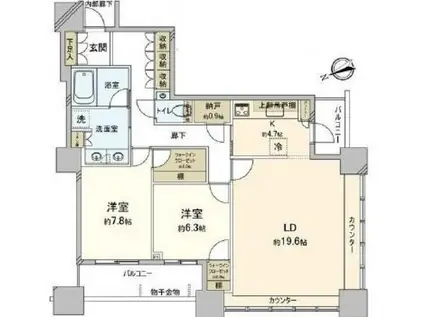 芝浦アイランド グローヴタワー(2LDK/9階)の間取り写真