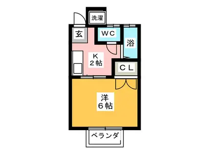 ベルズコート(1K/1階)の間取り写真
