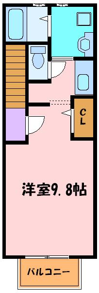 ユニベール神戸(1K/2階)の間取り写真