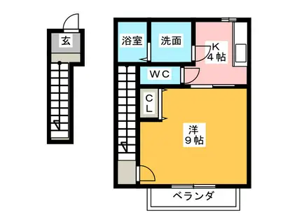 サウスコート(1K/2階)の間取り写真