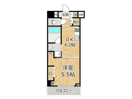 グランフォルテ田川(1DK/4階)の間取り写真