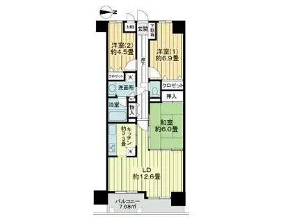 エトワール泉中央(3LDK/1階)の間取り写真