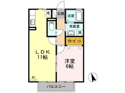 グランド・ソレイユ(1LDK/2階)の間取り写真