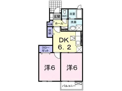 マードレD(2DK/1階)の間取り写真