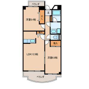 クレールナデシコ(2LDK/1階)の間取り写真