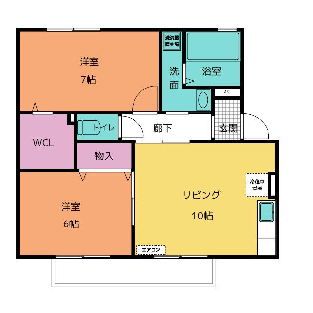 フルハウスY A棟(2LDK/2階)の間取り写真