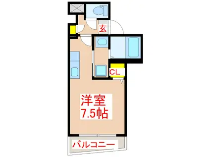 パラディーゾ柳町(ワンルーム/6階)の間取り写真