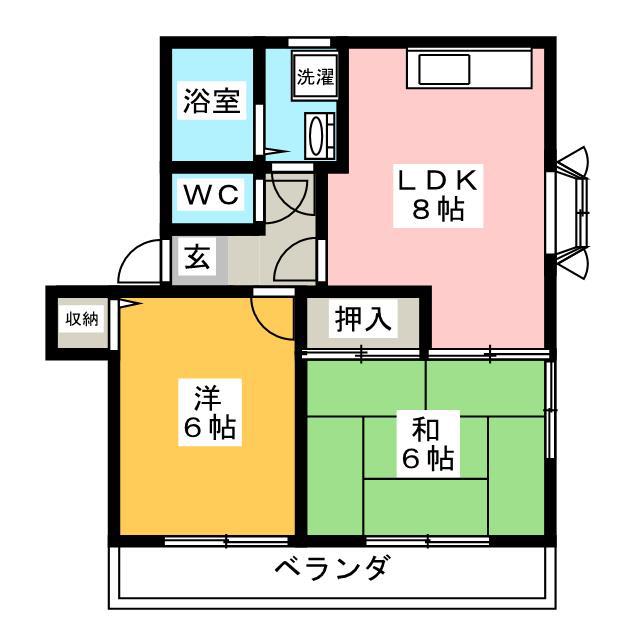 ガーデンアイリス(2DK/2階)の間取り写真